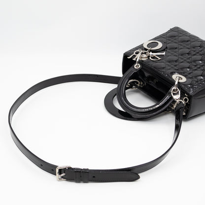 Lady Dior Medium Black Patent Leather