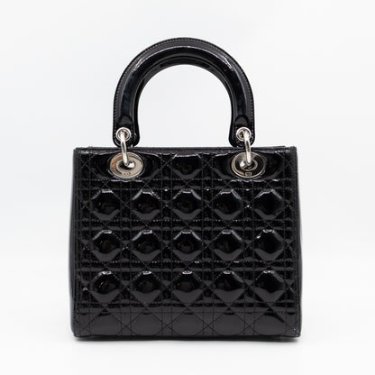 Lady Dior Medium Black Patent Leather