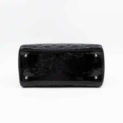 Lady Dior Medium Black Patent Leather