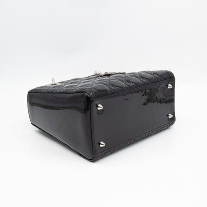 Lady Dior Medium Black Patent Leather