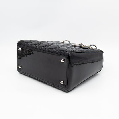 Lady Dior Medium Black Patent Leather