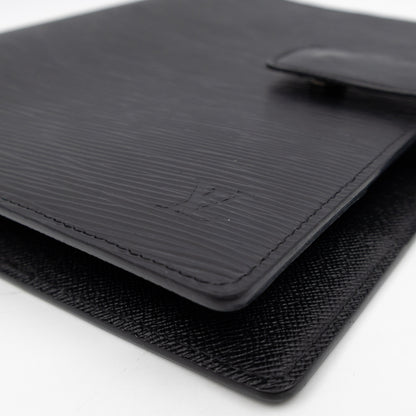 Large Ring Agenda Cover Black Epi Leather