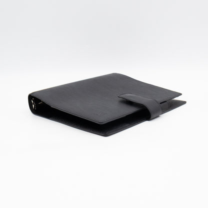 Large Ring Agenda Cover Black Epi Leather
