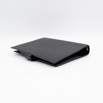 Large Ring Agenda Cover Black Epi Leather