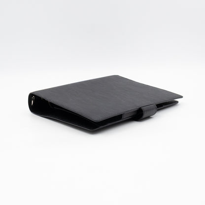 Large Ring Agenda Cover Black Epi Leather