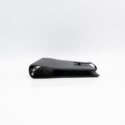 Large Ring Agenda Cover Black Epi Leather