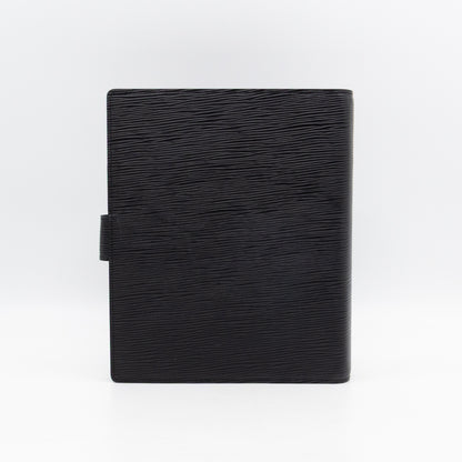 Large Ring Agenda Cover Black Epi Leather