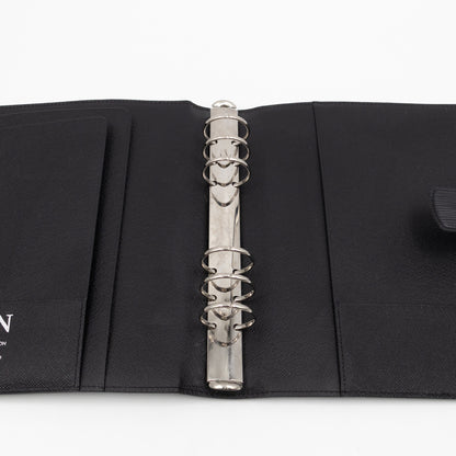 Large Ring Agenda Cover Black Epi Leather