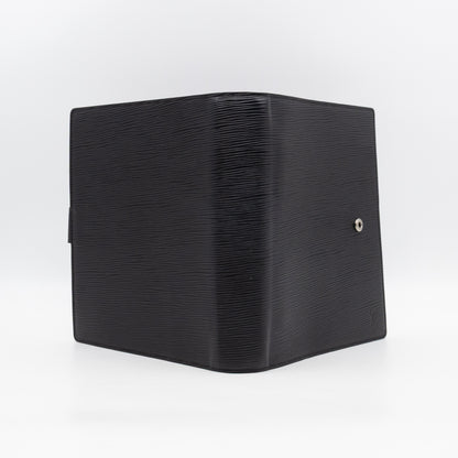Large Ring Agenda Cover Black Epi Leather