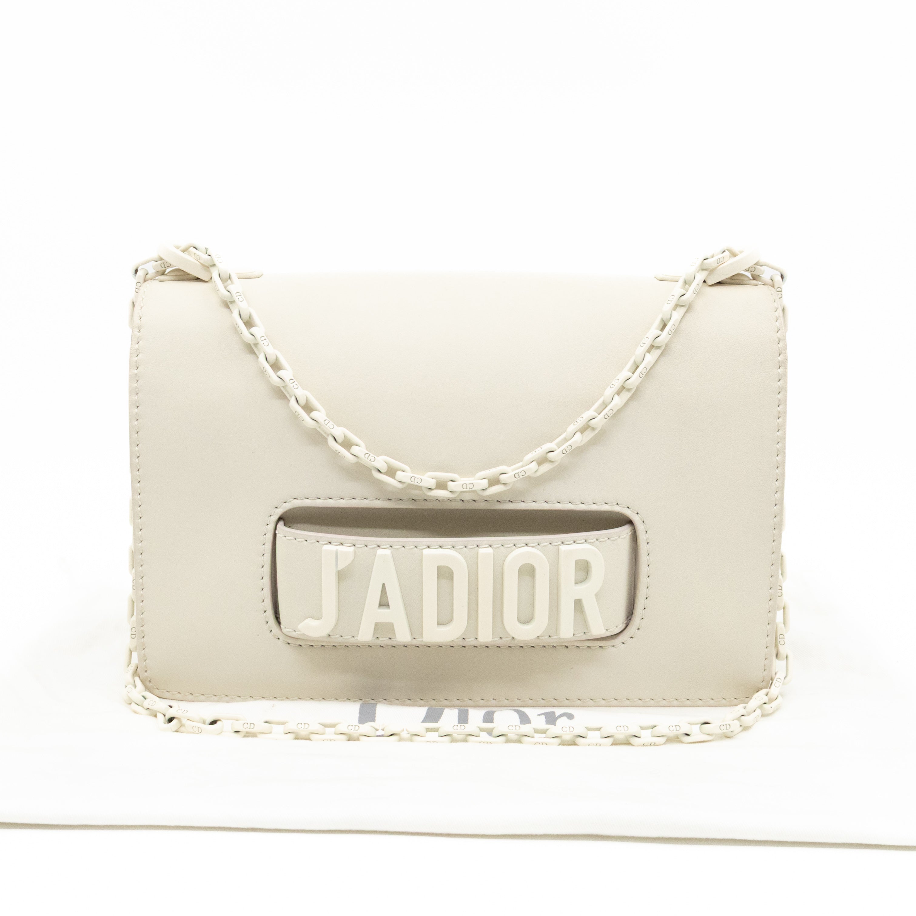 J'Adior Flap Bag Medium White Leather