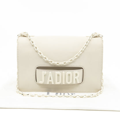 J'Adior Flap Bag Medium White Leather