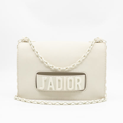 J'Adior Flap Bag Medium White Leather