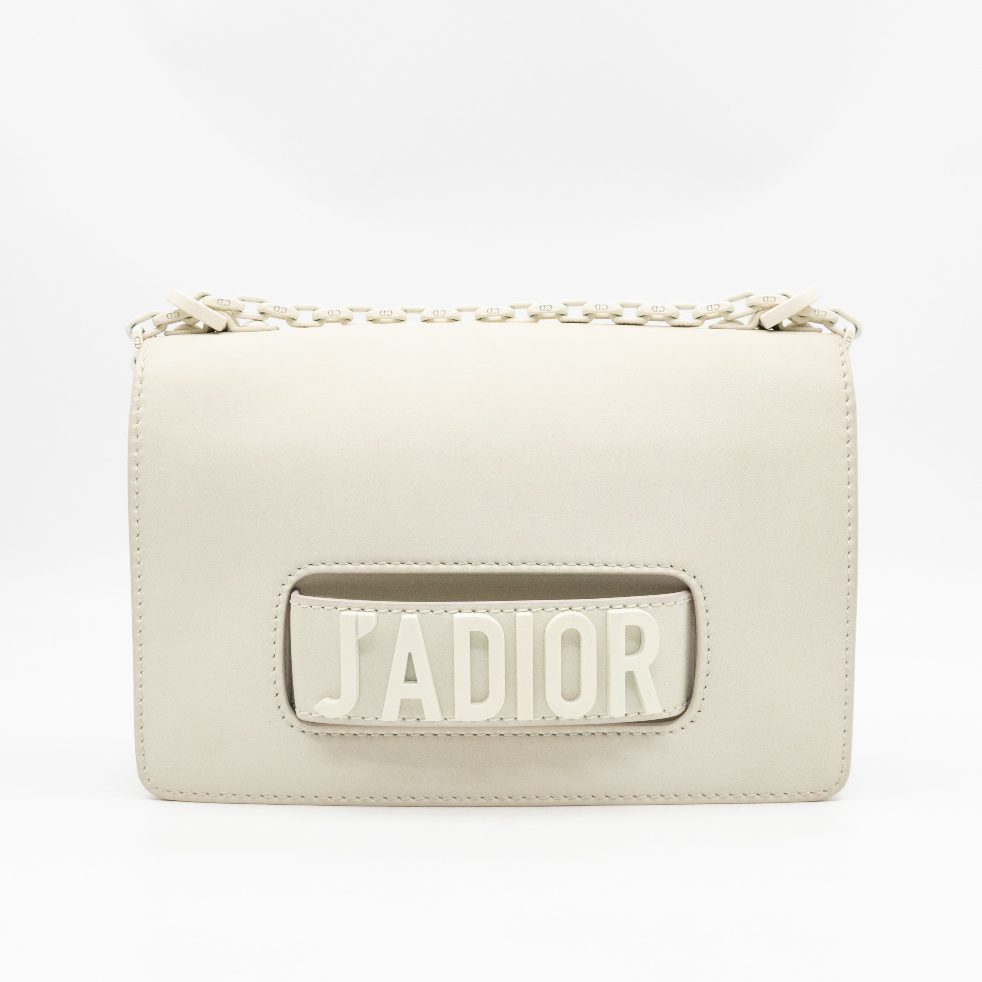 J'Adior Flap Bag Medium White Leather