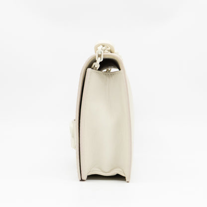 J'Adior Flap Bag Medium White Leather
