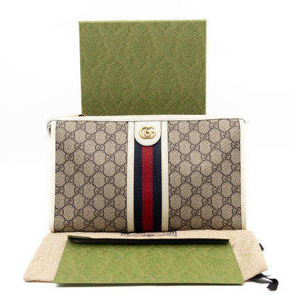 Ophidia Toiletry Case GG Supreme White Leather