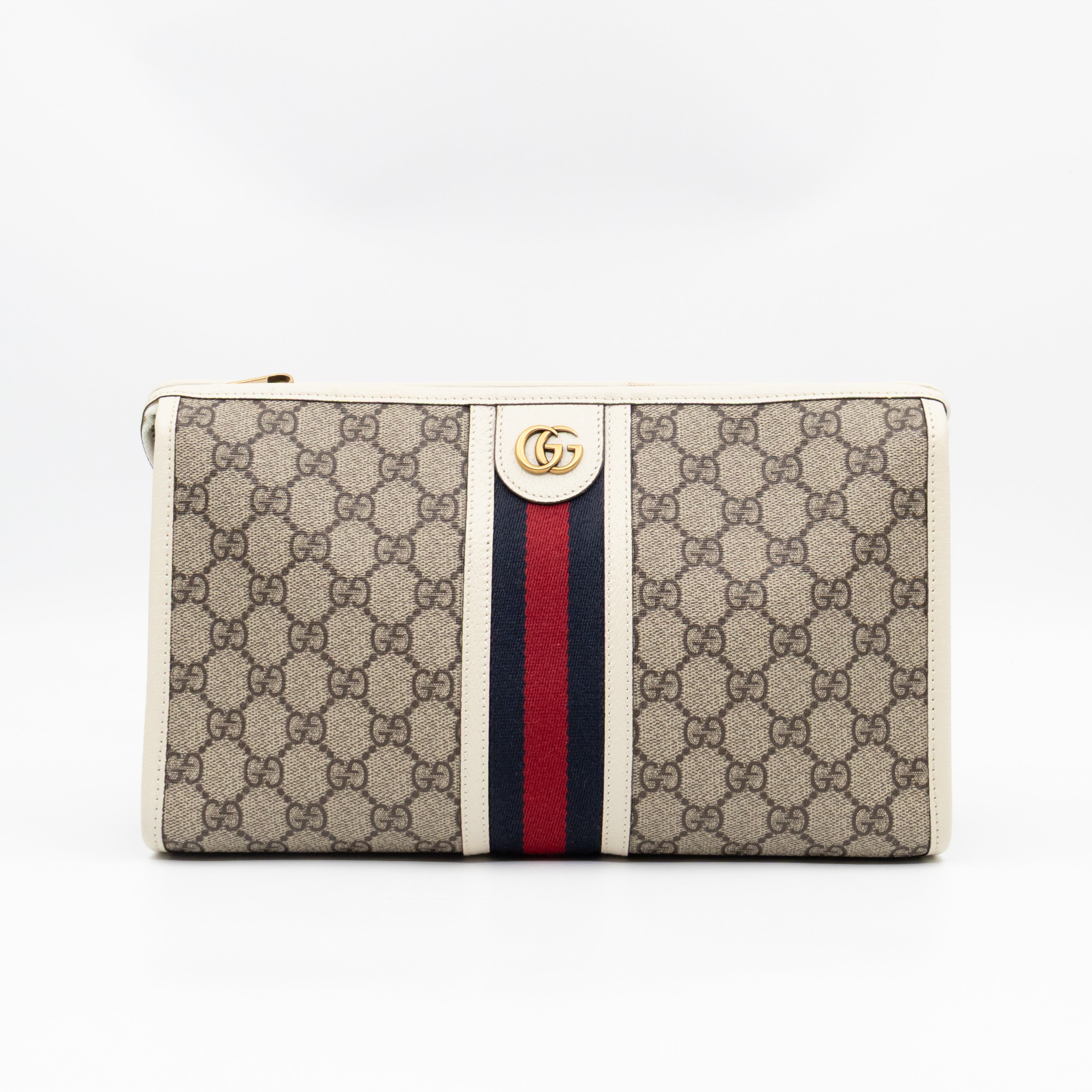 Ophidia Toiletry Case GG Supreme White Leather