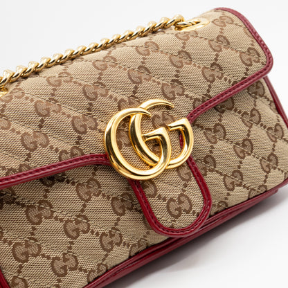 GG Marmont Small Flap Bag GG Supreme Canvas Red