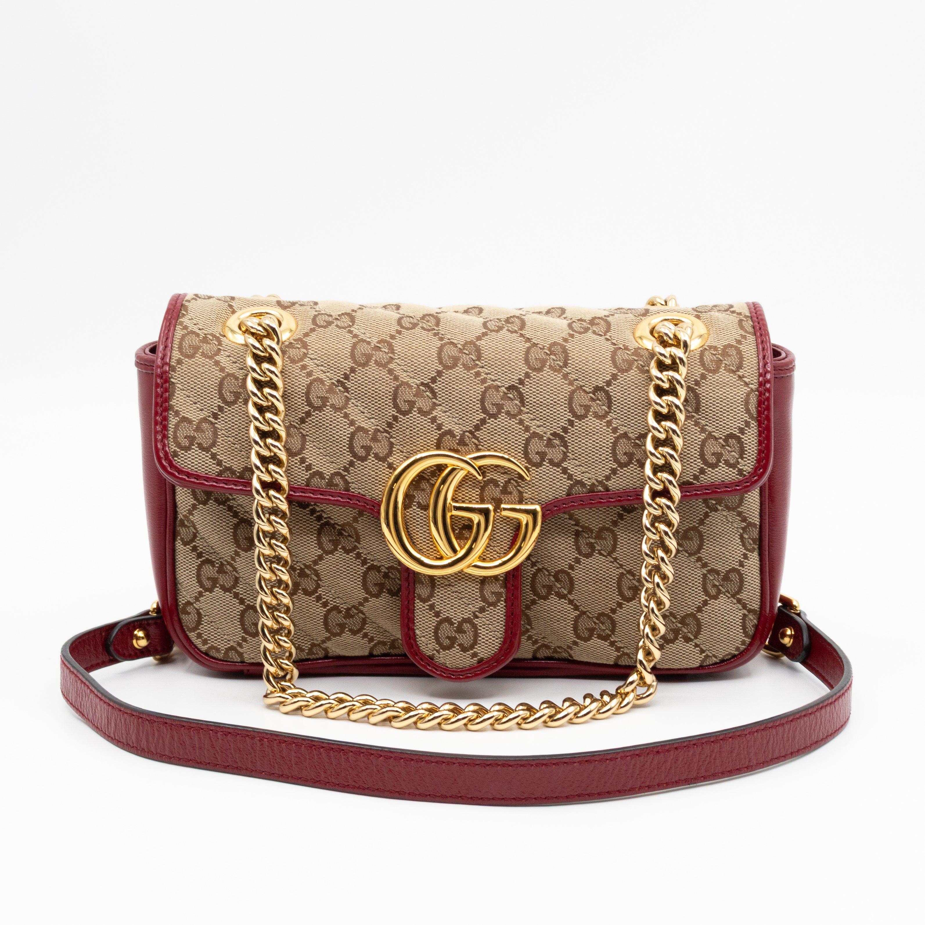 GG Marmont Small Flap Bag GG Supreme Canvas Red
