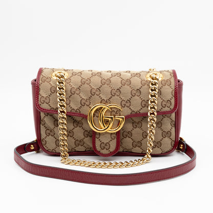 GG Marmont Small Flap Bag GG Supreme Canvas Red
