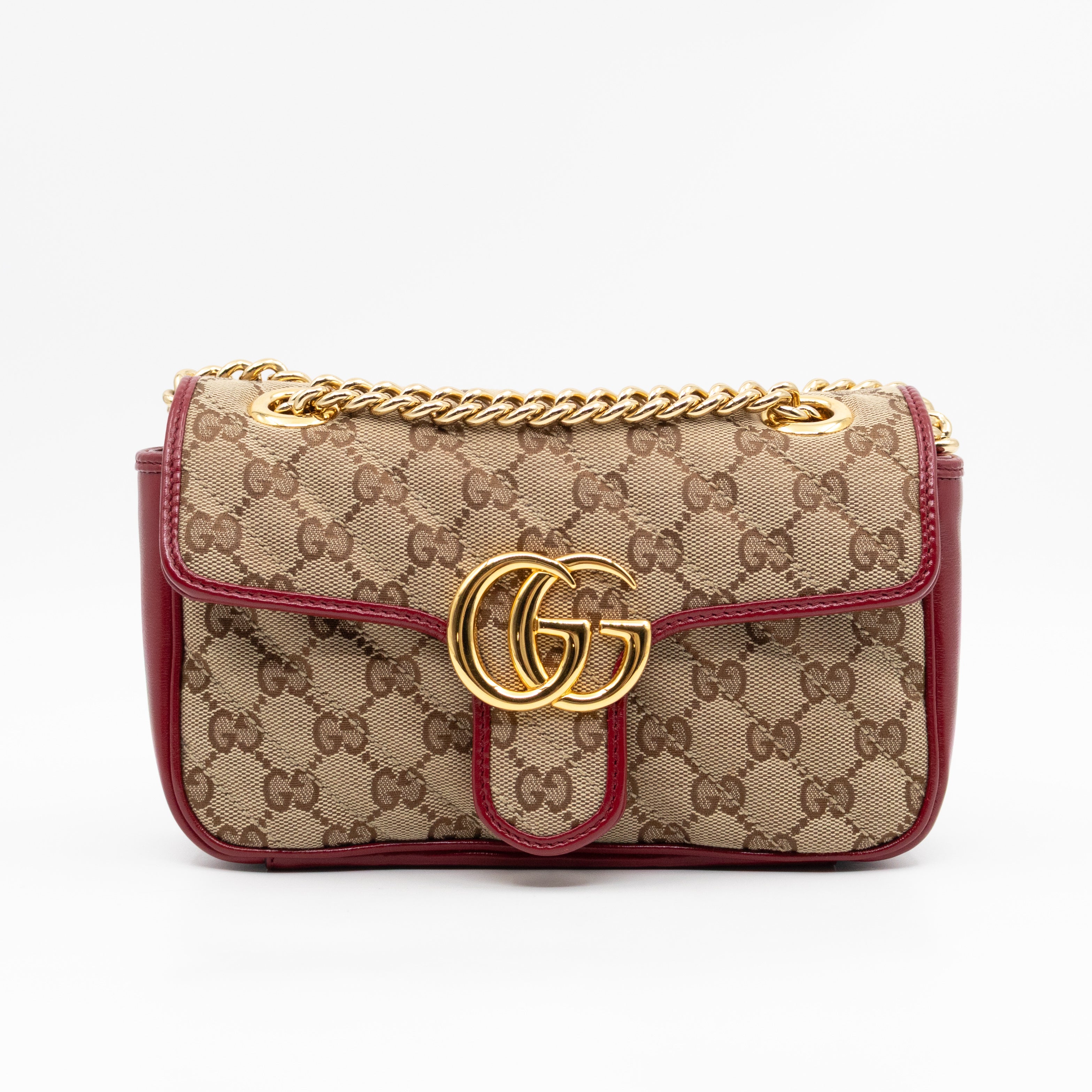 GG Marmont Small Flap Bag GG Supreme Canvas Red