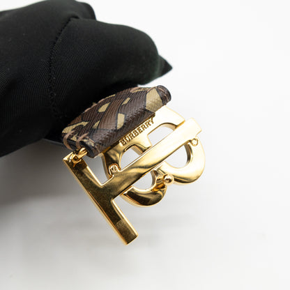 TB Logo Buckle Brown Leather Belt M