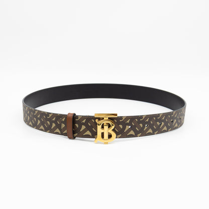 TB Logo Buckle Brown Leather Belt M