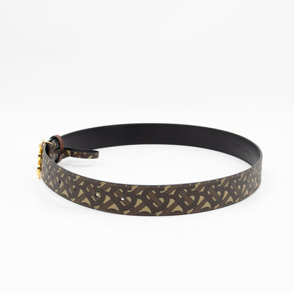 TB Logo Buckle Brown Leather Belt M