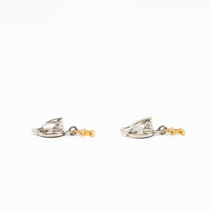 Coco Coin CC Dangle Clip-on Earrings Silver Gold