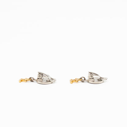 Coco Coin CC Dangle Clip-on Earrings Silver Gold