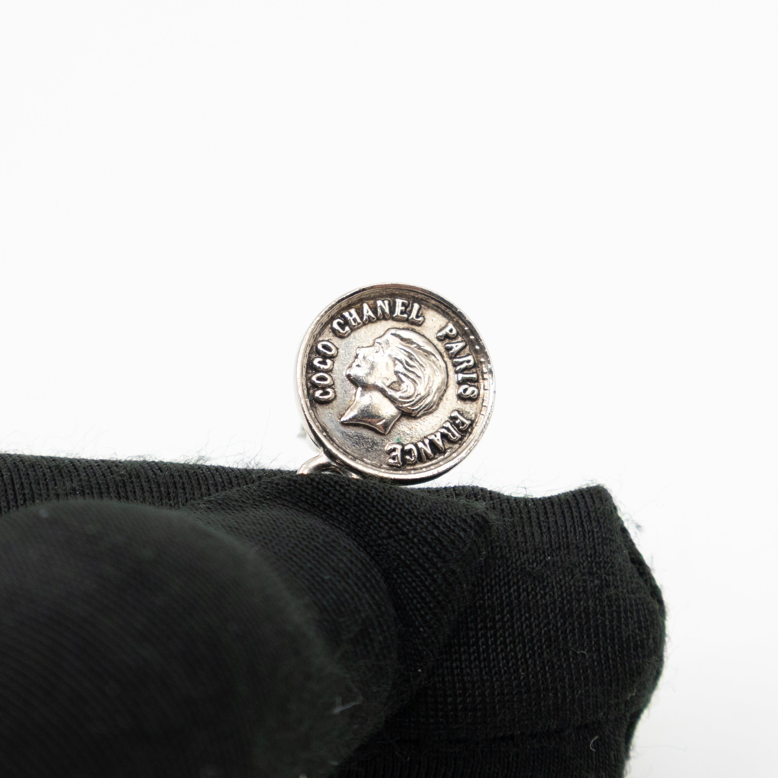 Coco Coin CC Dangle Clip-on Earrings Silver Gold