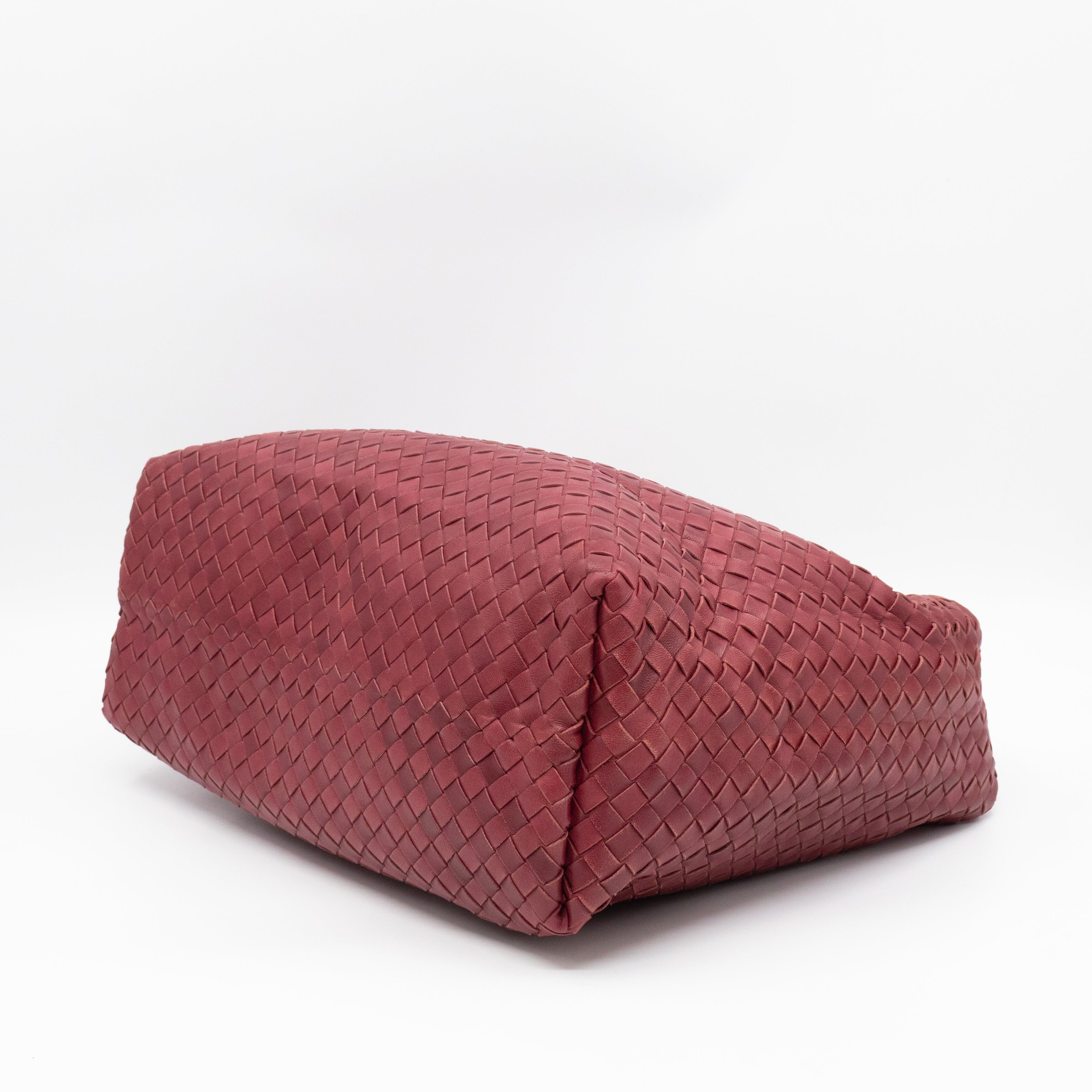 Pyramid Hobo Bag Fuchsia Intrecciato Leather