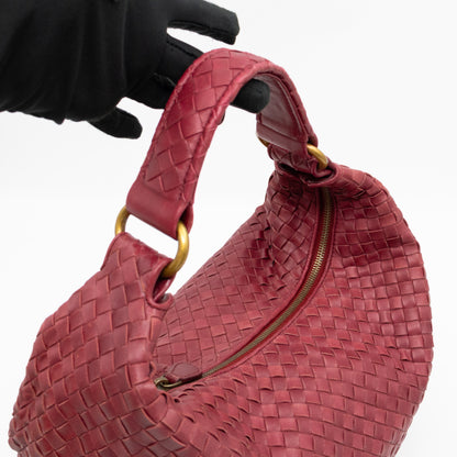 Pyramid Hobo Bag Fuchsia Intrecciato Leather