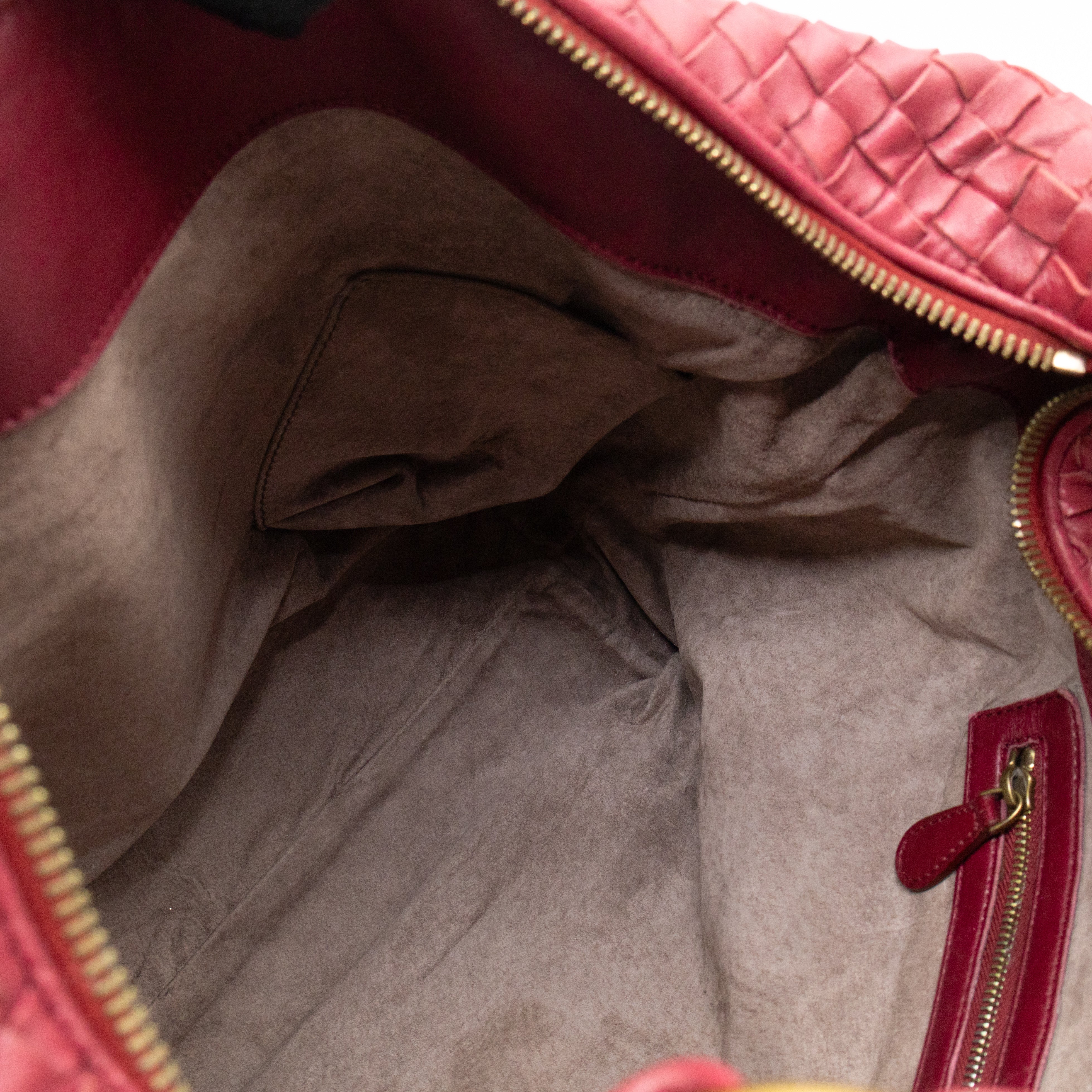 Pyramid Hobo Bag Fuchsia Intrecciato Leather