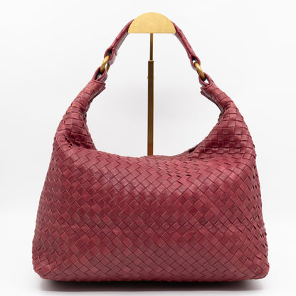 Pyramid Hobo Bag Fuchsia Intrecciato Leather