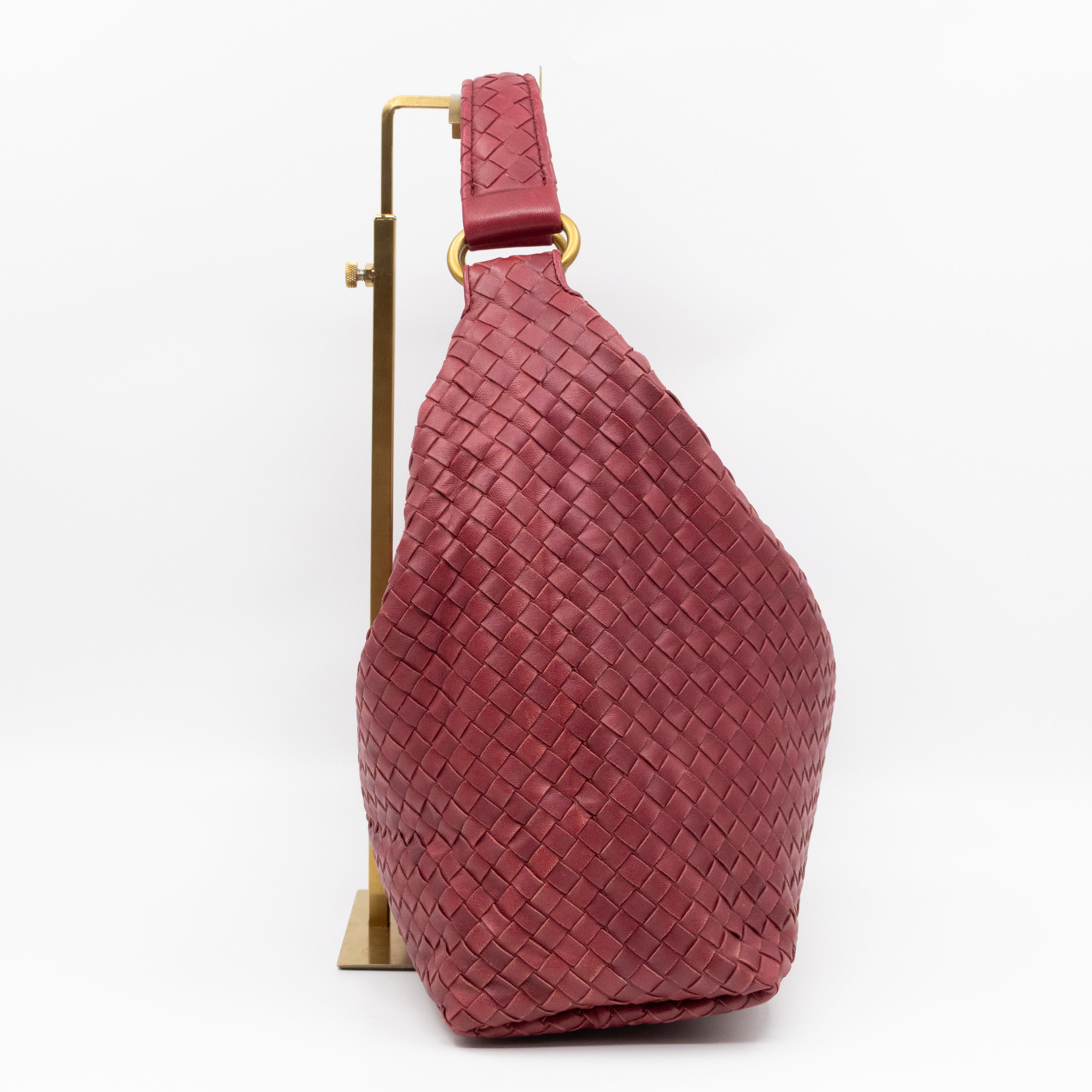 Pyramid Hobo Bag Fuchsia Intrecciato Leather
