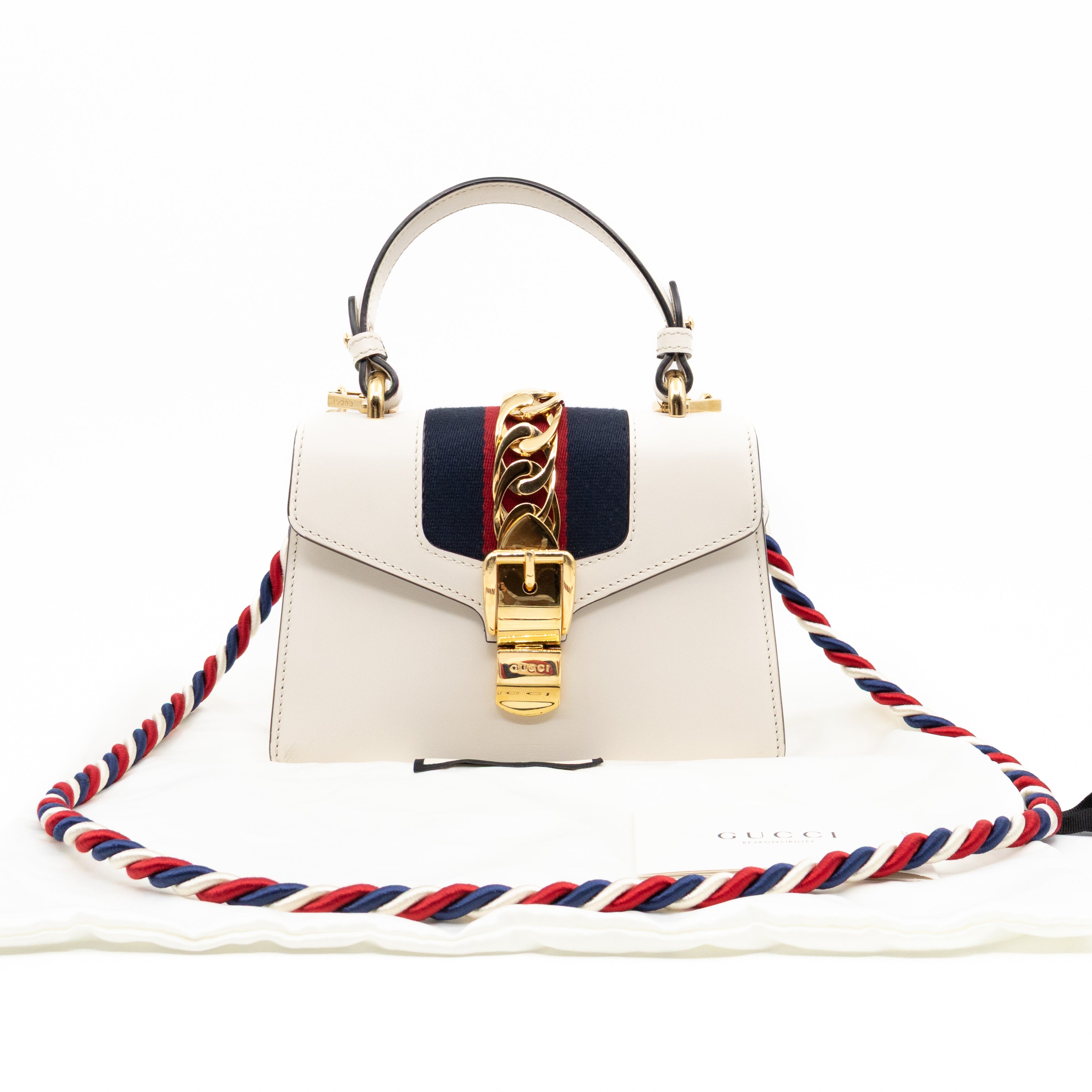 Sylvie Mini Top Handle White Leather