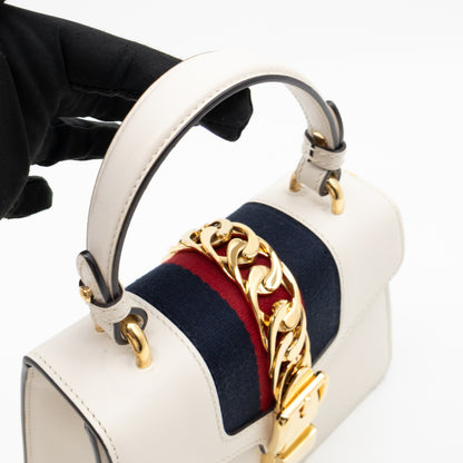 Sylvie Mini Top Handle White Leather