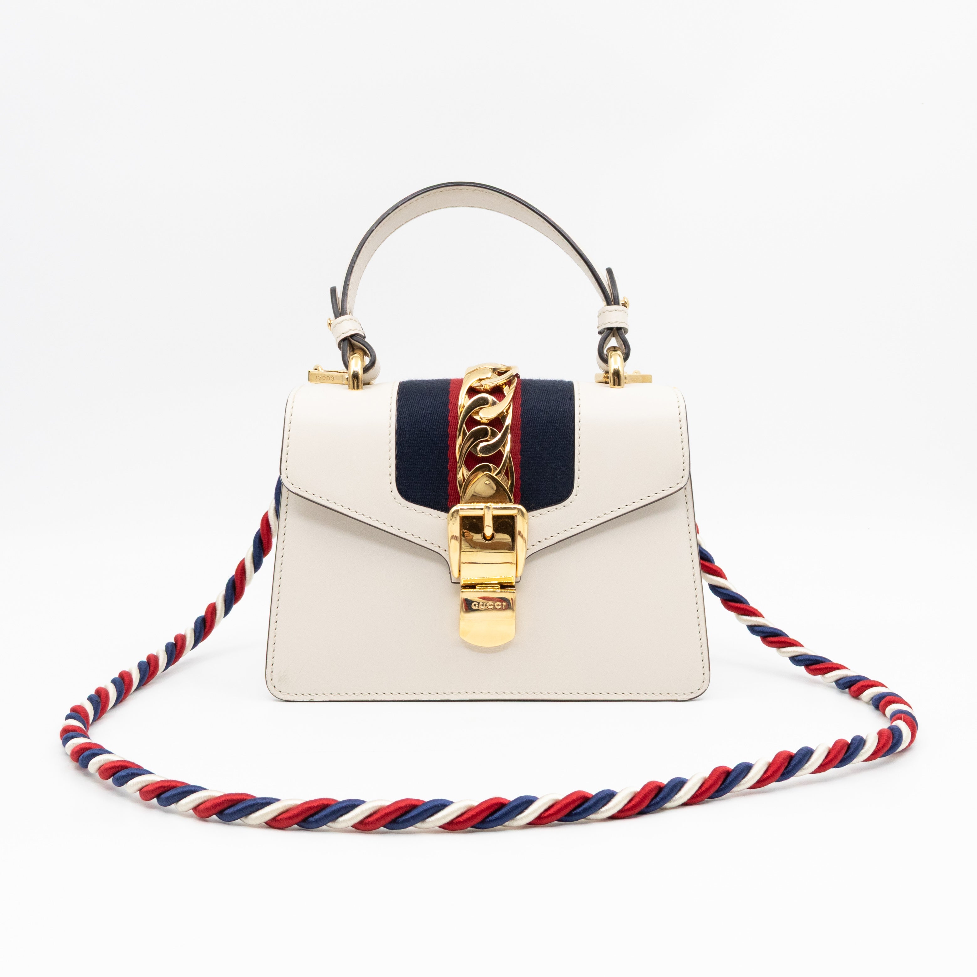 Sylvie Mini Top Handle White Leather