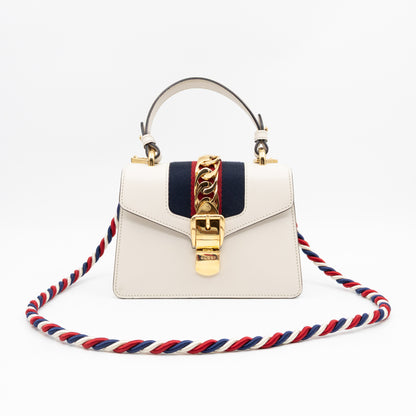 Sylvie Mini Top Handle White Leather