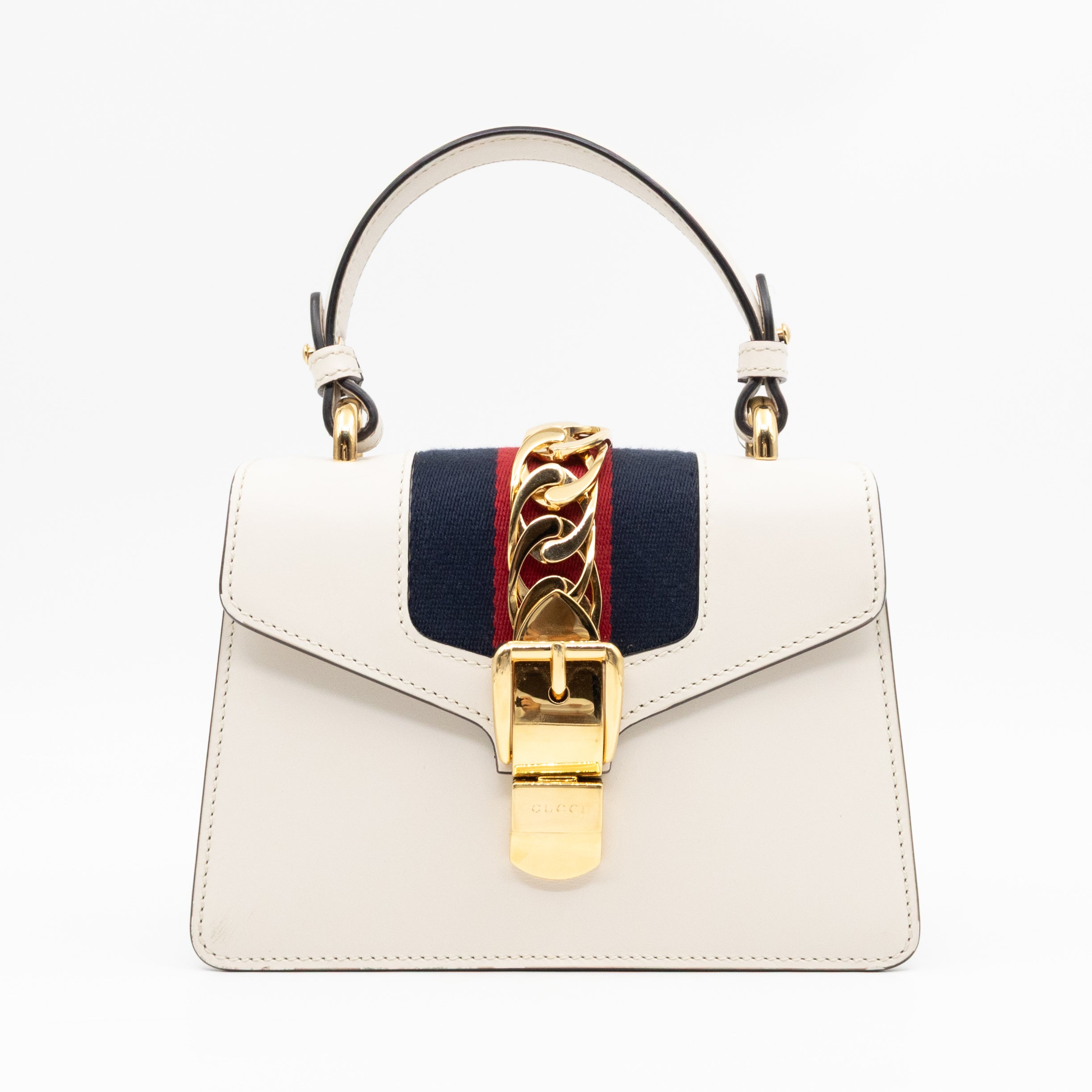 Sylvie Mini Top Handle White Leather