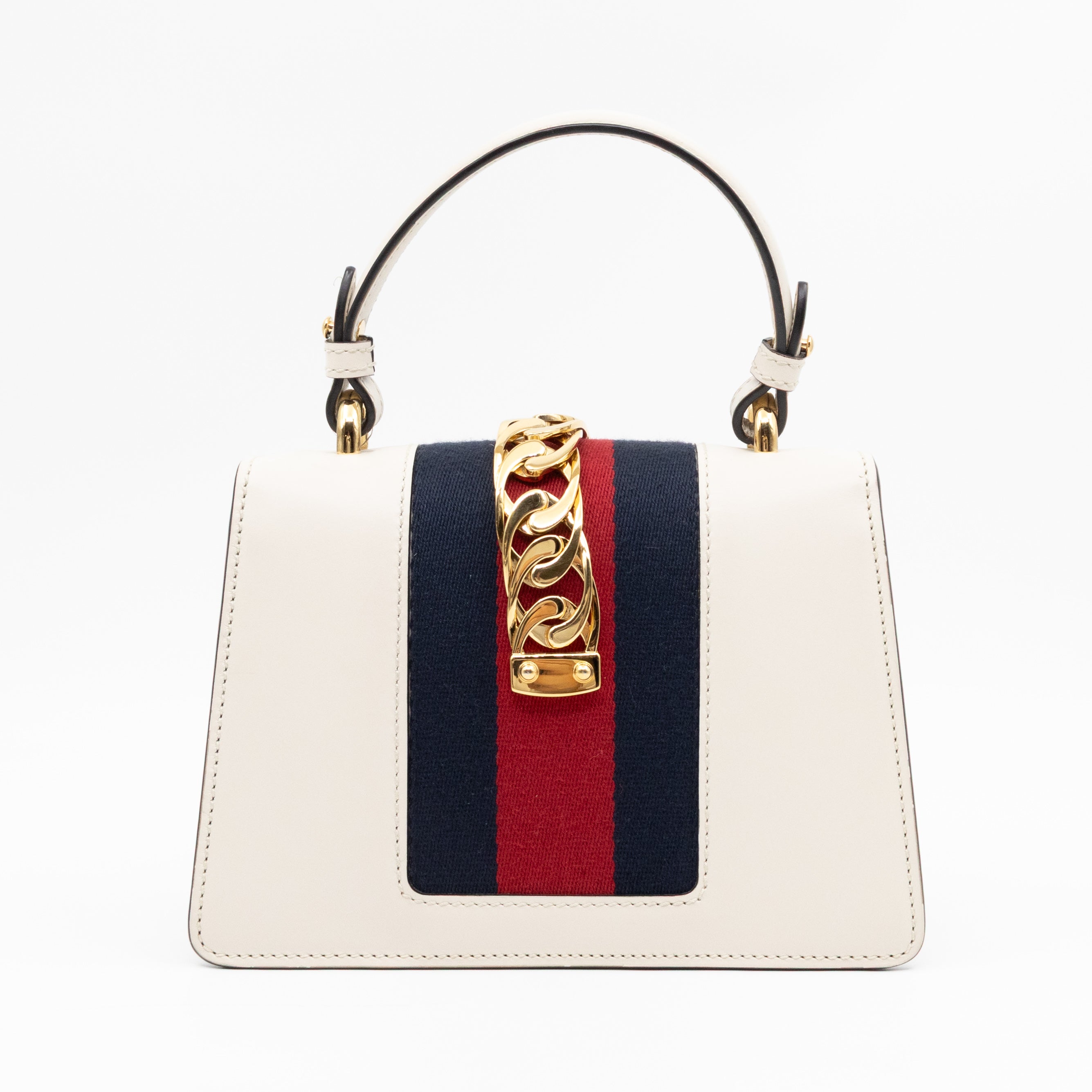 Sylvie Mini Top Handle White Leather