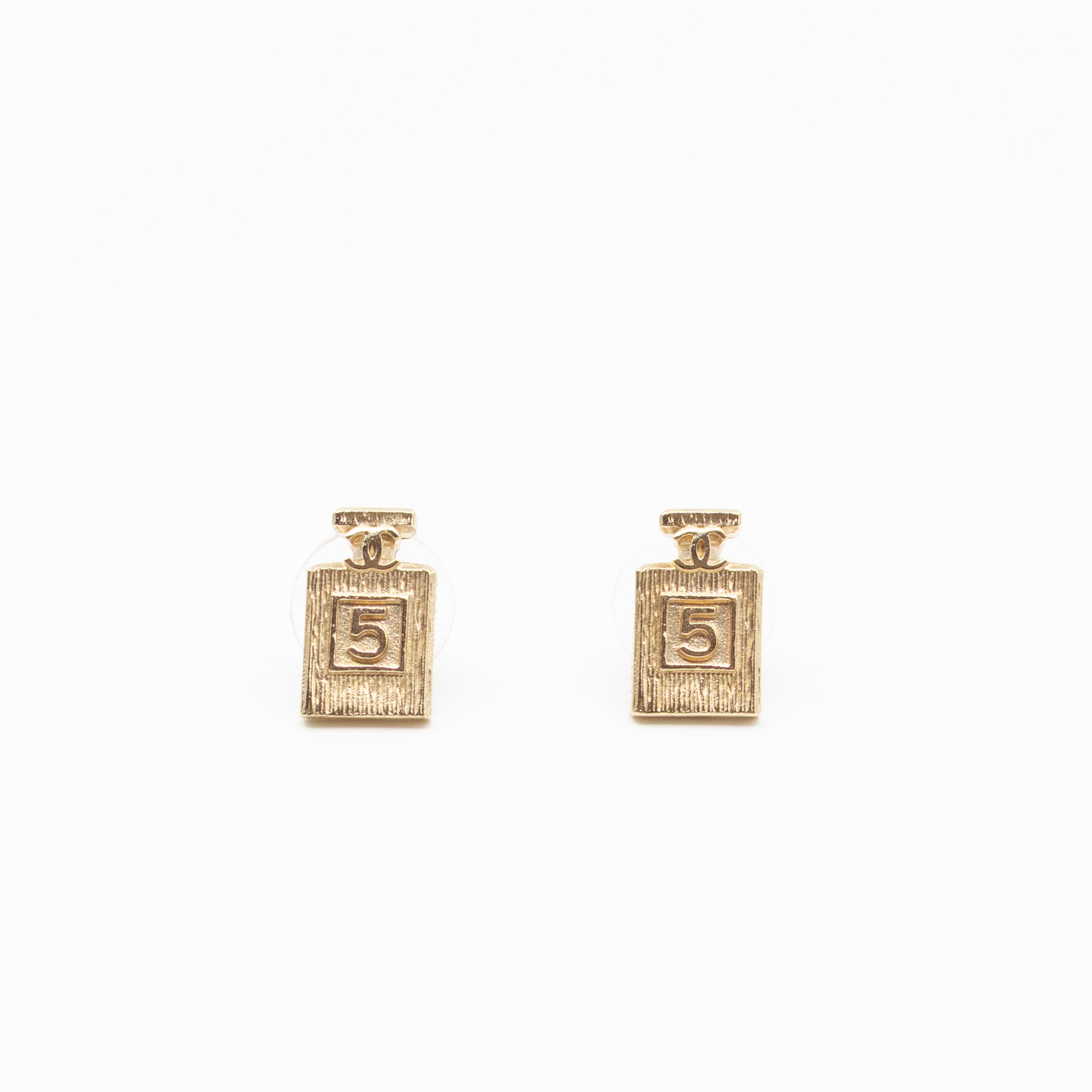 No 5 Perfume Bottle Gold Earrings