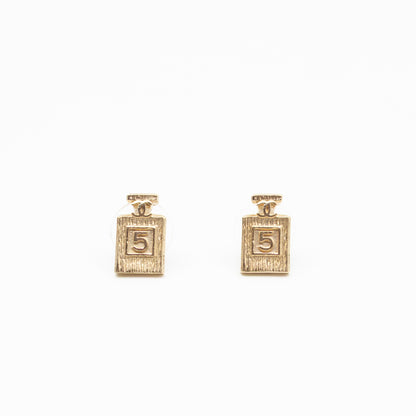 No 5 Perfume Bottle Gold Earrings