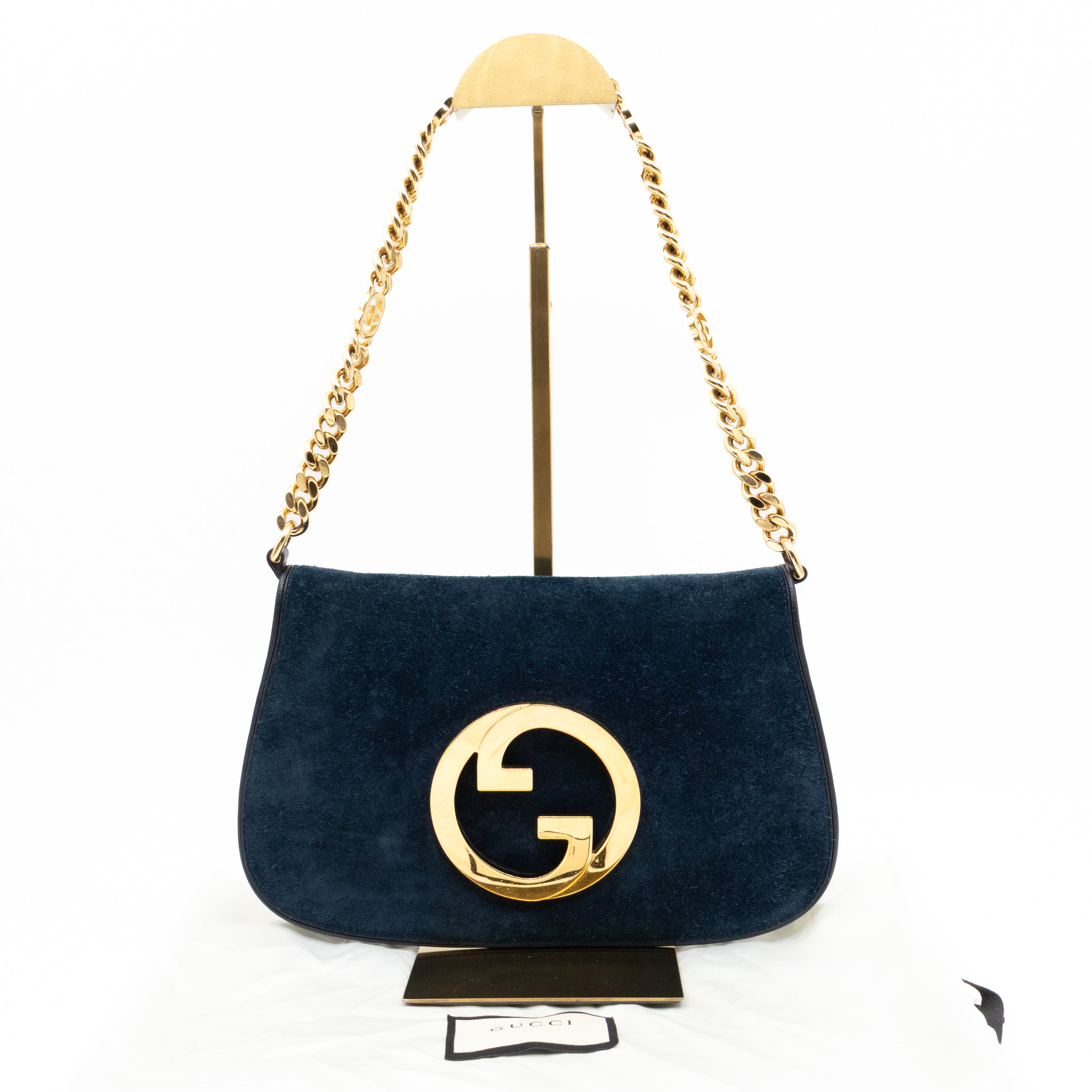 Blondie Small Shoulder Bag Blue Suede