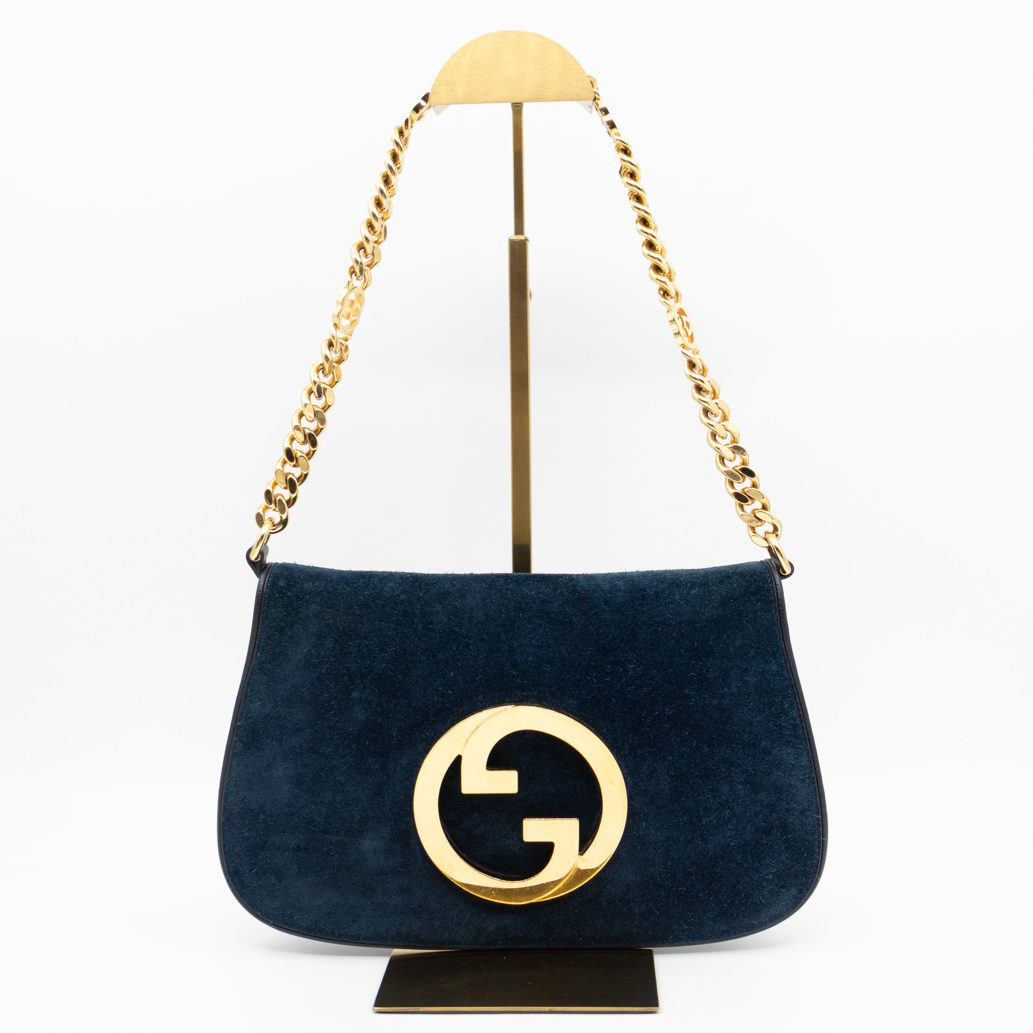 Blondie Small Shoulder Bag Blue Suede