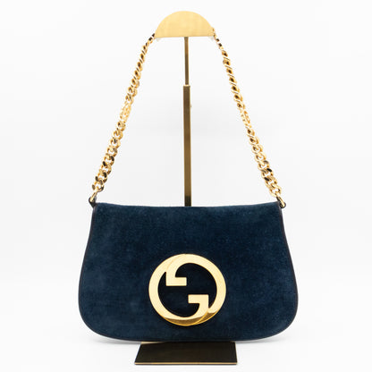 Blondie Small Shoulder Bag Blue Suede