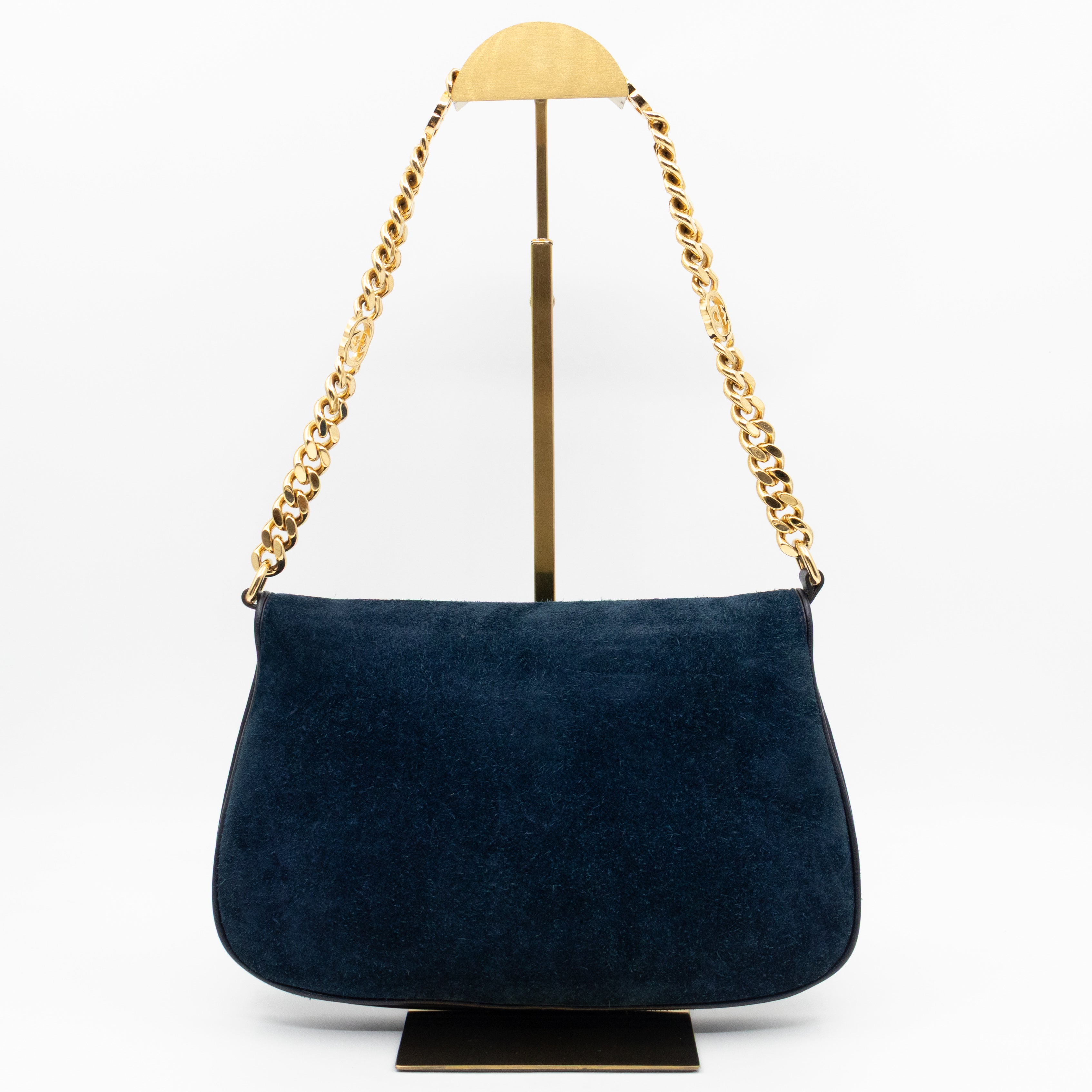Blondie Small Shoulder Bag Blue Suede