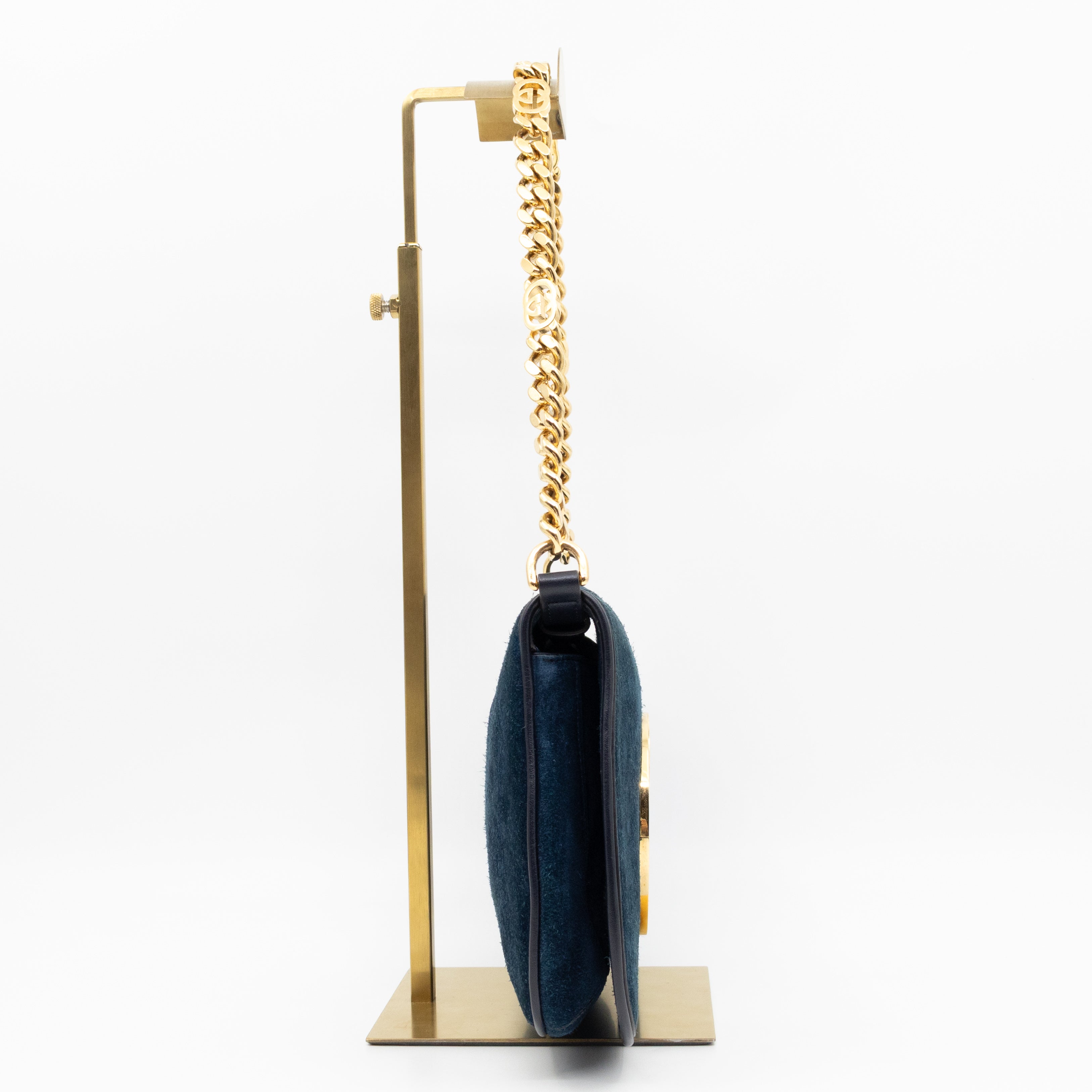 Blondie Small Shoulder Bag Blue Suede