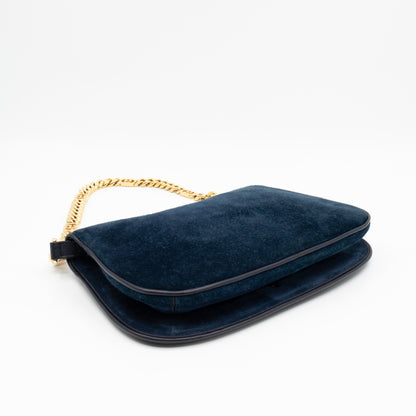 Blondie Small Shoulder Bag Blue Suede