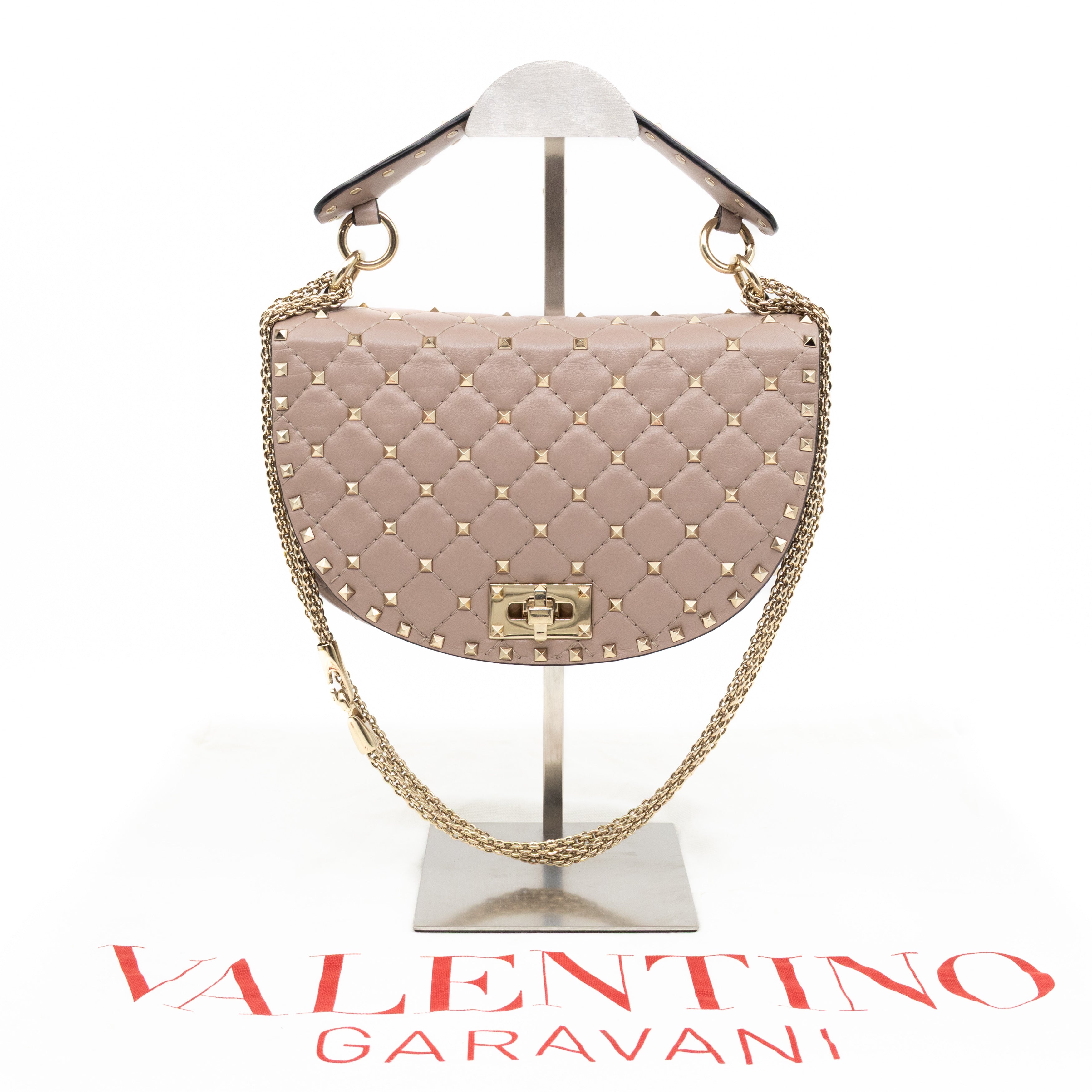 Rockstud Spike Saddle Bag Poudre Leather
